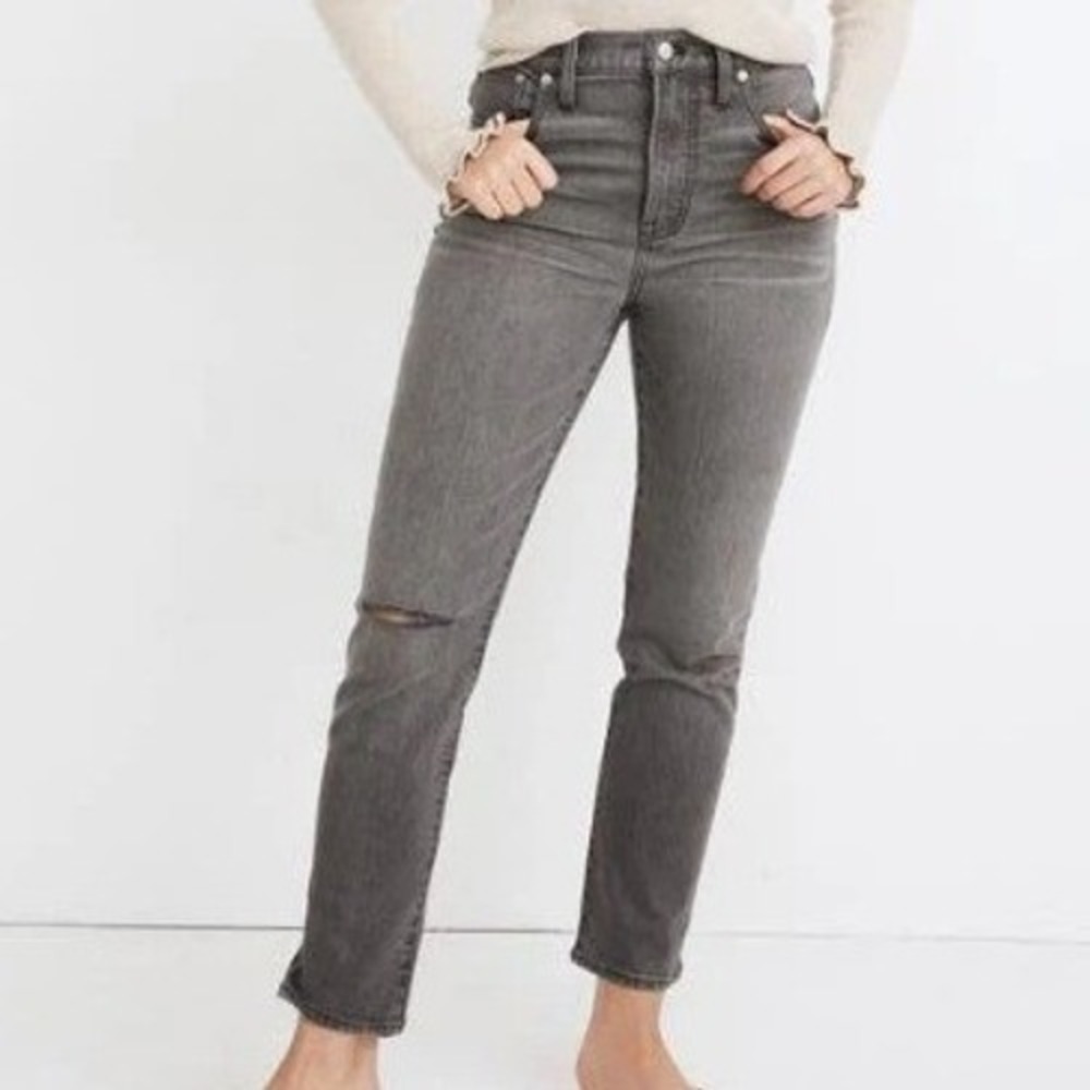 MADEWELL‎ Women's 35 Gray Black Perfect Vintage Crop Jeans Stretch Denim Pants